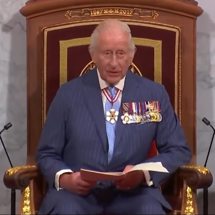 Le roi Charles III pendant le discours du Trône en 2025
